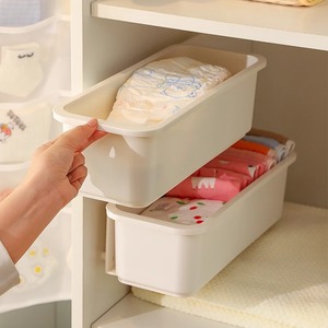 Organisateur de tiroir en plastique blanc, sans perçage, pour sous-vêtements et chaussettes, style étagère de tiroir pour chambre à coucher - Product Image 1