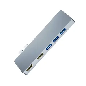 Coque en aluminium gris sidéral Station d'accueil USB 3.0 Type C vers HDMI adaptateur 8 ports Station d'accueil Type C HUB