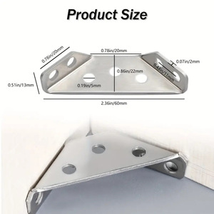 Supports triangulaires en acier inoxydable, 12 pièces, avec vis, pour renforcement des coins de meubles, utilisation en intérieur - Product Image 3