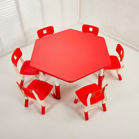 Ensemble de tables et chaises hexagonales en plastique durables, bureaux ergonomiques pour la maternelle, meubles multicolores pour enfants
