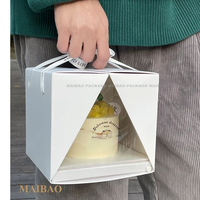 Boîte d'emballage carrée transparente élégante et écologique pour gâteaux, avec logo personnalisé, couvercle pliant à double aile intégré, pour pâtisseries de luxe