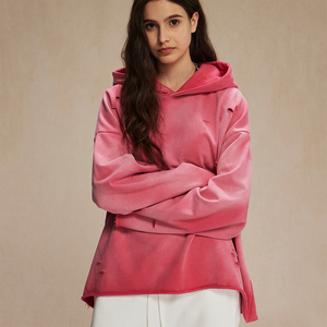 ผ้าดิบเทอร์รี่เฮฟวี่เวทผ้าฝ้ายลายขาดเป็นกรดสไตล์วินเทจซีดจางปรับแต่งโลโก้ได้ตามต้องการสำหรับฤดูหนาว - Product Image 2