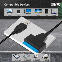 Adaptateur double USB 3.0 2.0 vers SATA, câble SATA vers USB haute vitesse 5 Gbps pour disque dur externe HDD SSD 2,5 et 3,5 pouces