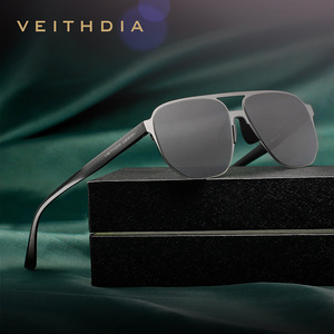 Veithdia Men's Square Sunglasses TR Metals <b>Frame</b> Nylon Lens UV400 Polarized Type 3 Sunshades Black 8221 - Product Image 1