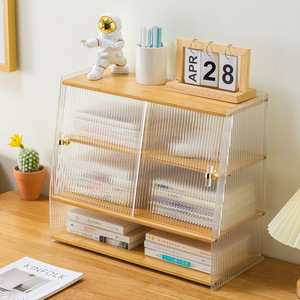 Étagère de bureau en bambou multicouche, support de rangement pour bureau, organisateur de bureau, forme rectangulaire autoportante - Product Image 2