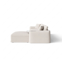 Canapé modulaire de luxe FERLY en tissu beige, canapé d'angle en forme de L, canapé à assise profonde pour salon résidentiel