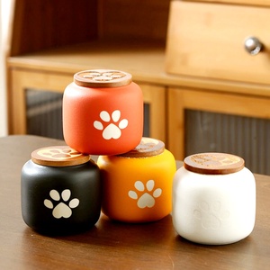 Recién llegado, urna para mascotas, recuerdo de perro y gato, soporte con estampado de patas de animales pequeños, tarro bonito de cerámica brillante, ataúd esmerilado conmemorativo, cenizas - Product Image 6