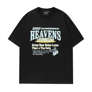 Camiseta personalizada de algodón pesado 300 Gsm con diseño de impresión de pantalla de ajuste de gran tamaño con gráfico de ropa de calle 'Heavens Lifegoeson' - Product Image 1