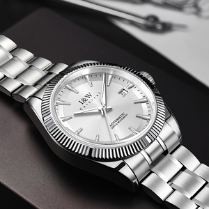 นาฬิกาข้อมือผู้ชาย I&W ระบบออโตเมติก ลดราคาพิเศษ ขอบหน้าปัดแบบฟลูเต็ด เครื่องสวิส ตัวเรือนสแตนเลส สไตล์ธุรกิจ นาฬิกาจักรกล - Product Image 4