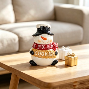 Figurine de Père Noël en céramique avec cadeau et cloche, décoration de Noël pour la <span class=keywords><strong>maison</strong></span>, ornement de table pour les fêtes - Product Image 2