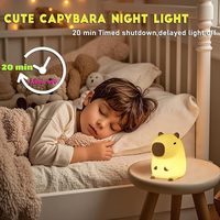 GOLDMORE1 Veilleuse Capybara, lampe de nuit en silicone souple pour animaux spongieux, lampe tactile rechargeable Capybara