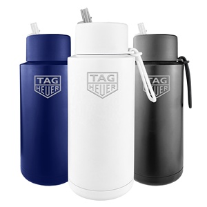 1000ML Drink Bottle Promotional Gifts Double Walled Mug DB047 Vacuum Stainless Steel Strap Handle Straw Drink Bottle in Stock