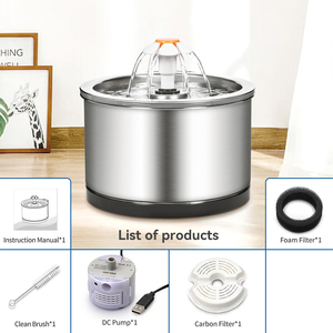 Fuente automática de acero inoxidable de 2,5 l para <span class=keywords><strong>gatos</strong></span>, filtro de 4 capas, dispensador inteligente de <span class=keywords><strong>bebedero</strong></span> para mascotas, cuenco para beber agua para <span class=keywords><strong>gatos</strong></span> y perros - Product Image 1