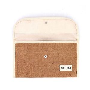 Custom Luxury Small Jute Linen Bag Printed Logo Label Burlap Cosmetic Make up Organizer Packaging for Personalized - Product Image 1