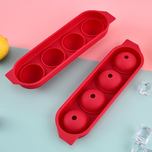 Moule à glaçons sphériques en <span class=keywords><strong>silicone</strong></span> de qualité alimentaire pour la maison, 4 boules, pour whisky, facile à démouler, modèle XDbq - Product Image 3