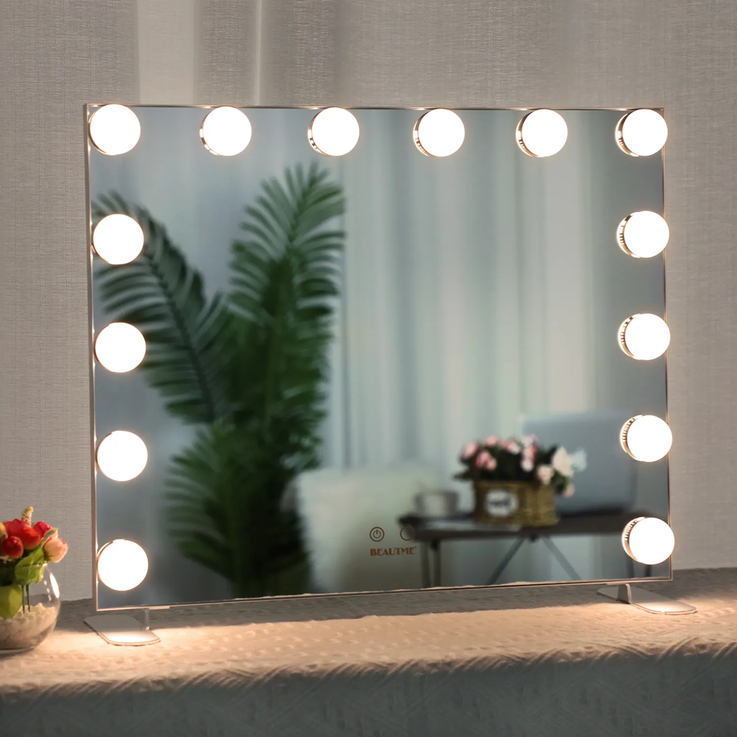 Black White Table Vanity Beauty Accessories Big Desk Led Hollywood Lighted Makeup Vanity Mirror with Lights