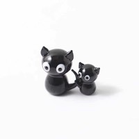 Figura Decorativa de Gatito Negro Hecha a Mano con Técnica de Incrustación de Alambre, Linda Decoración de Vidrio para Escritorio o Dormitorio, Regalo