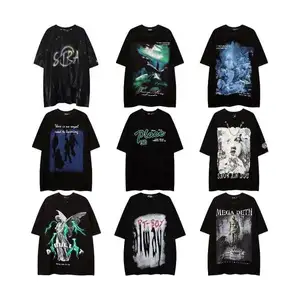 18-24 years old young men's T-shirt short sleeve large size printed loose T-shirt with elastic men's cotton top wholesale
