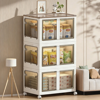 Armoire de rangement pliable transparente à double porte avec tiroirs, idéale pour vêtements, bureau et chambre, installation facile