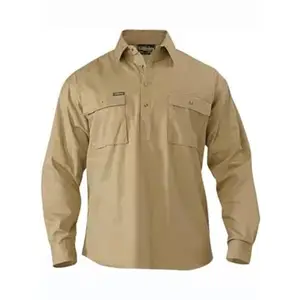 Factory Supply Long Sleeve and Short Sleeve Classic Work Shirt Closed Front Cotton Drill Shirt