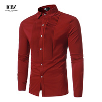 Chemise en jean OEM/ODM décontractée et habillée à manches longues noire grande taille blanche unie pour homme avec design plissé