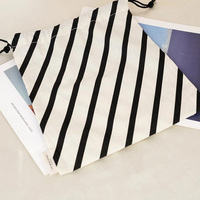 Sac d'emballage en toile rayée recyclable avec logo personnalisé, en coton et lin, impression sérigraphique, fermeture à cordon, pour bougies, cadeaux, artisanat