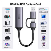 Tarjeta Capturadora de Video UGREEN HD-MI 1080P 60Hz, Adaptador HD-MI a USB Tipo C para PC, Cámara, Transmisión en Vivo y Grabación