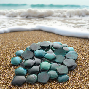 Großhandel Natur Facettierte Bastel steine Cabochon Blau Malachit Kristall Edelstein Chrysokoll Perle - Product Image 1