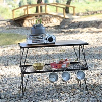 Table de camping pliable en treillis métallique pour barbecue, table portable pour foyer extérieur, idéale pour la cuisson et le drainage lors des pique-niques