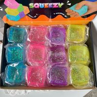 Jouets sensoriels anti-stress en TPR scintillant à rebond lent, en forme de cube de glace, de pizza au fromage ou d'ours, à presser, souples et moelleux