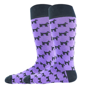 Chaussettes fantaisie en coton peigné à motifs de chiens colorés et mignons (Bichons, Caniches, Teckels, Huskies, Chiens tachetés) au design original - Product Image 6