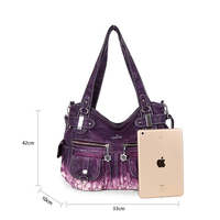 Bolso de Hombro Grande Angelkiss para Mujer, Estilo Hobo, de Piel Sintética Lavada, Multifuncional