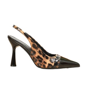 Sandali con Tacco a Spillo da Donna Trendy 2026 con Stampa Leopardata, Punta Affusolata, in <span class=keywords><strong>Pelle</strong></span> Verniciata, con Cinturino Posteriore, Ideali per la Sera - Product Image 5