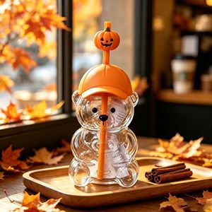 Gobelet en verre en forme d'ours avec paille, grande capacité, compatible micro-ondes, cadeau de fête - Product Image 4