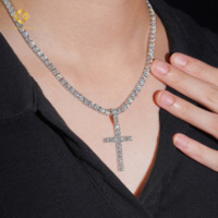 Joyería IGI de lujo, hecha a medida, brillante y a la moda, colgante de cruz de plata de ley 925 con diamante cultivado en laboratorio y certificado.