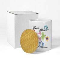 Pot à bougie en céramique blanc personnalisable de 11 oz et 15 oz avec couvercle en bambou pour mariages, cadeaux de Noël, sublimation vierge