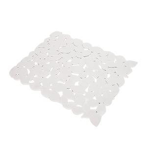 Leaf Shaped Bath Mat TPE Anti Slip White Minimalist Design For Bathroom Shower Toilet Floor Protection - Product Image 4