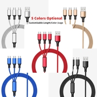 Cable de Carga USB Rápido 3 en 1, Cable Cargador Universal Multifunción para Teléfono Celular