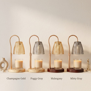 Lámpara Calentadora de Velas con Control de Temporizador y 4 Niveles de Intensidad, Brazo Metálico en Oro Champán, para Decoración de Interiores de Estilo Mid-Century - Product Image 1