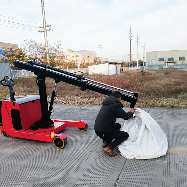 Portable Lifting Rig Fully Electric Hydraulic Mobile Floor Crane 2Ton 2M Single Arm Crane ...