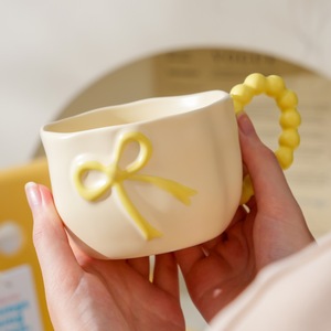 Juego de tazas de cerámica con diseño de lazo, acabado mate, colores pastel para el té de la tarde, taza de cerámica - Product Image 3