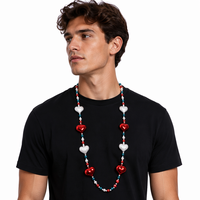 Collier en perles en forme de cœur personnalisé, vente en gros d'usine, pour la Saint-Valentin, la fête de l'Indépendance, le carnaval, fournitures de décoration de fête