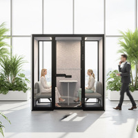 Cabine Acoustique Moderne Insonorisée pour Petites Salles de Réunion, 4 Places, Sans Distraction, Modulaire, Écologique, pour Salon ou Entrepôt