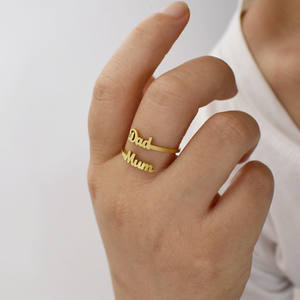 INS Hot Design High Polished Silver Plated Adjustable Stainless Steel Dad <strong>Mum</strong> <strong>Rings</strong> Custom Name Words <strong>Rings</strong> for Lover - Product Image 1