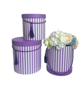 Водонепроницаемая оптовая продажа Роскошная индивидуальная полоса круглая Цветочная коробка подарочная коробка sets-W9348 - Product Image 3