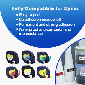 Cinta de Etiquetas de Plástico PET+ABS Compatible con <span class=keywords><strong>Dymo</strong></span> <span class=keywords><strong>LetraTag</strong></span>, 12 mm x 4 m, para Impresoras <span class=keywords><strong>DYMO</strong></span> LT-100T, Resistente al Agua, al Aceite y a los Arañazos - Product Image 2