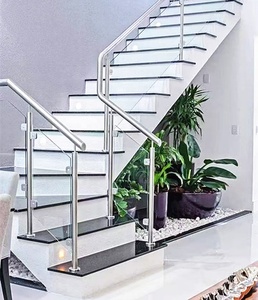 <span class=keywords><strong>Escalier</strong></span> en U en chêne blanc à <span class=keywords><strong>marches</strong></span> ouvertes, avec poutre cantilever américaine en acier au carbone, pour intérieur moderne, avec <span class=keywords><strong>rampe</strong></span> en verre droite - Product Image 6