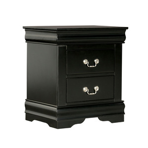 Transitional Style Nightstand Black Finish 2 <b>Drawer</b> With Hanging Handles Bracket Feet Bedroom <b>Storage</b> <b>Drawer</b> - Product Image 2