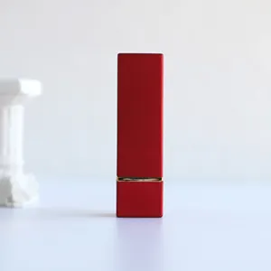 Rote matte Aluminium leere quadratische Balsam Lippen Lippenstift Tube
