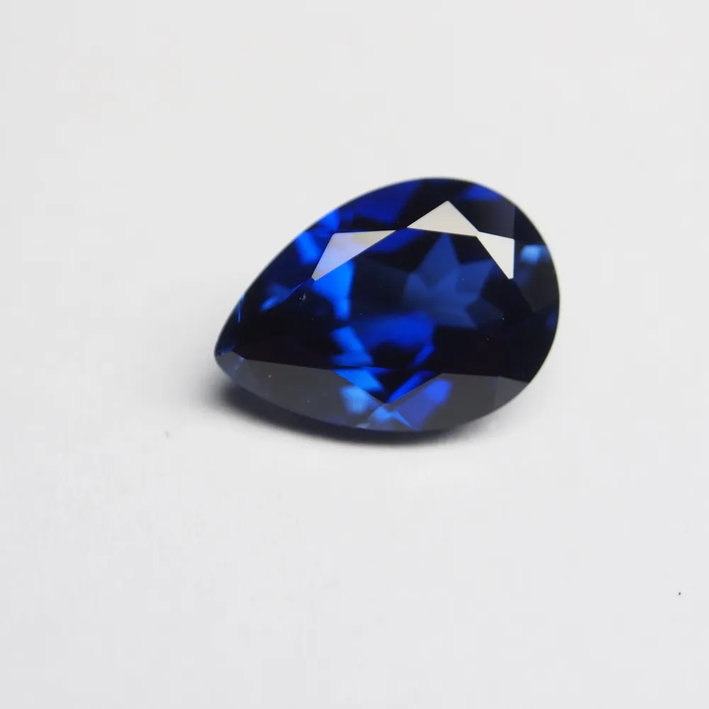 34# Blue Corundum Sapphire Stones For Jewelry 5x7mm-10x12mm Pear Cut Synthetic Sapphire Corundum